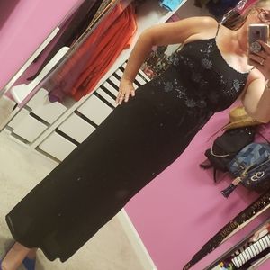 Black beaded formal dress
